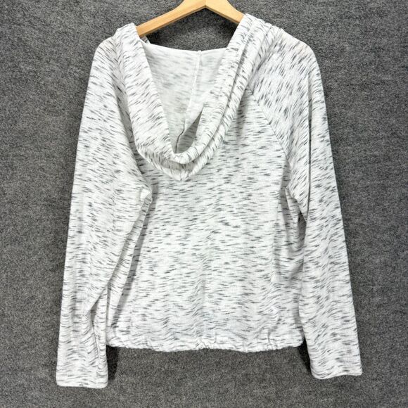 Absolutely Famous Hoodie Women XL White Striped Long Sleeve Pullover V-Neck - Picture 2 of 7